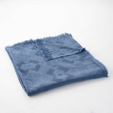 Contemporary Cotton Throw Blanket with Fringes, Aqua - NH004903