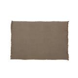 Contemporary Cotton Throw Blanket with Fringes, Brown - NH993903
