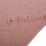 Contemporary Cotton Throw Blanket with Fringes, Dusty Pink - NH793903