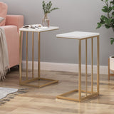 Modern Glam C Side Table, Set of 2, White and Champagne Gold - NH746703