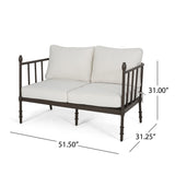 Outdoor Aluminum Loveseat and Coffee Table with Cushions - NH280903