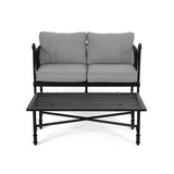 Outdoor Aluminum Loveseat and Coffee Table with Cushions - NH280903