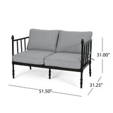 Outdoor Aluminum Loveseat and Coffee Table with Cushions - NH280903