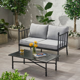 Outdoor Aluminum Loveseat and Coffee Table with Cushions - NH280903