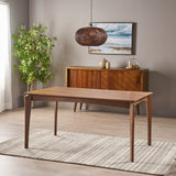 Mid-Century 6-Seater Rubberwood Dining Table with Walnut Veneer Table Top - NH764703