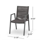 Outdoor Modern Aluminum Dining Chair with Rope Seat (Set of 2) - NH848013