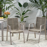 Outdoor Modern Aluminum Dining Chair with Rope Seat (Set of 2) - NH848013
