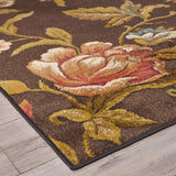 Indoor Vintage Floral Brown and Multi-Colored Rectangular Area Rug - NH112603
