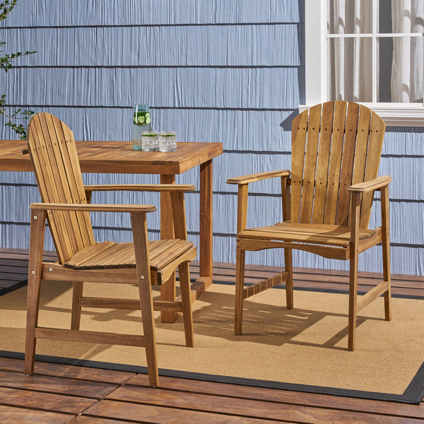 Outdoor Weather Resistant Acacia Wood Adirondack Dining Chairs (Set of 2) - NH989803