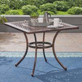 Outdoor Square Cast Aluminum Dining Table, Shiny Copper - NH472603