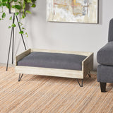 Mid-Century Modern Cushioned Wood Frame Dog Bed - NH852803