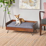 Mid-Century Modern Cushioned Wood Frame Dog Bed - NH852803
