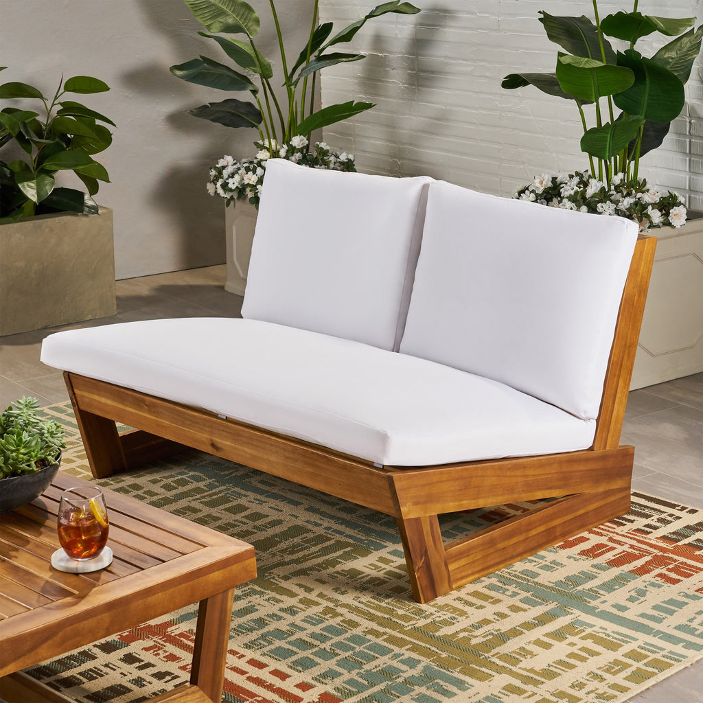 Outdoor Acacia Wood Loveseat with Cushions NH510013 Noble House
