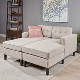 Contemporary Fabric Chaise Daybed with Button Accents - NH013803