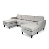 Contemporary Fabric Chaise Sectional with Button Accents - NH113803