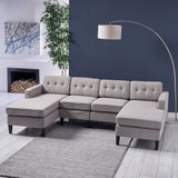 Contemporary Fabric Chaise Sectional with Button Accents - NH113803