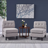 Fabric Slipper Chairs with Button Accents (Set of 2) - NH303803