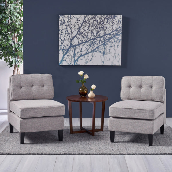 Fabric Slipper Chairs with Button Accents (Set of 2) - NH303803