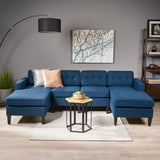 Contemporary Fabric Chaise Sectional with Button Accents - NH113803