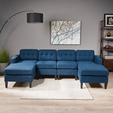 Contemporary Fabric Chaise Sectional with Button Accents - NH113803