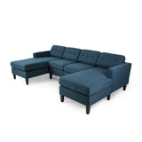 Contemporary Fabric Chaise Sectional with Button Accents - NH113803