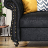 Chesterfield Tufted Microfiber Sofa with Scroll Arms - NH207703