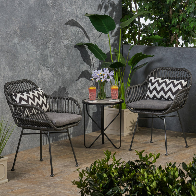 Outdoor Woven Faux Rattan Chairs with Cushions (Set of 2) - NH561903