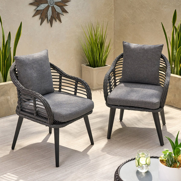Outdoor Wicker Club Chairs with Cushions (Set of 2) - NH600013