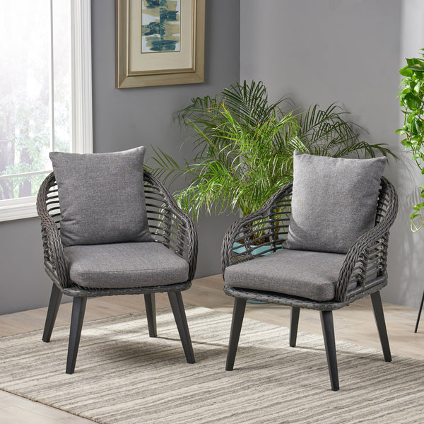 Indoor Wicker Accent Chairs with Cushions (Set of 2) - NH800013