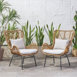 Outdoor Wicker Club Chairs with Cushions (Set of 2) - NH010013