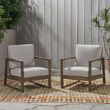 Outdoor Acacia Wood Club Chair with Cushions (Set of 2) - NH663013