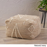 Boho Wool and Cotton Ottoman Pouf - NH603903