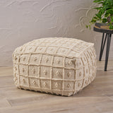 Boho Wool and Cotton Ottoman Pouf - NH903903