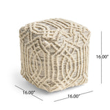Boho Wool and Cotton Ottoman Pouf - NH813903