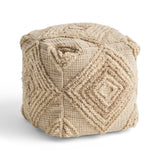 Boho Wool and Cotton Ottoman Pouf - NH323903