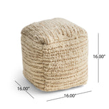 Boho Wool and Cotton Ottoman Pouf - NH423903