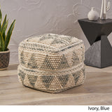 Boho Wool and Cotton Ottoman Pouf - NH723903