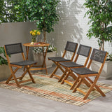 Outdoor Acacia Wood Foldable Bistro Chairs with Wicker Seating (Set of 4) - NH120903
