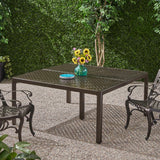 Modern Aluminum Dining Table with Woven Accents - NH348803