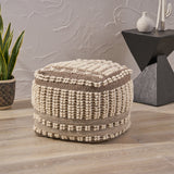 Boho Wool and Cotton Ottoman Pouf - NH833903