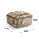 Boho Wool and Cotton Ottoman Pouf - NH833903