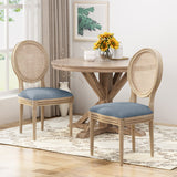 Wooden Dining Chair with Wicker and Fabric Seating (Set of 2) - NH680903