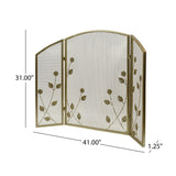 Modern Iron Firescreen with Leaf Accents - NH821903
