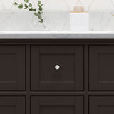 60" Wood Double Sink Bathroom Vanity with Marble Counter Top with Carrara White Marble - NH988703