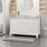 48" Wood Single Sink Bathroom Vanity with Marble Counter Top with Carrara White Marble - NH598703