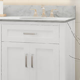 72" Wood Double Sink Bathroom Vanity with Marble Counter Top with Carrara White Marble - NH019703