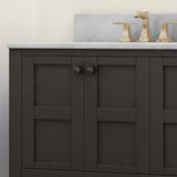 72" Wood Double Sink Bathroom Vanity with Marble Counter Top with Carrara White Marble - NH829703
