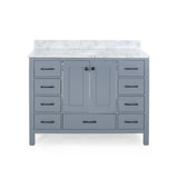 48" Wood Single Sink Bathroom Vanity with Marble Counter Top with Carrara White Marble - NH139703