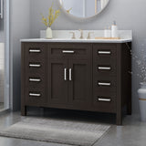 48" Wood Single Sink Bathroom Vanity with Marble Counter Top with Carrara White Marble - NH409703