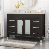 48" Wood Single Sink Bathroom Vanity with Marble Counter Top with Carrara White Marble - NH319703